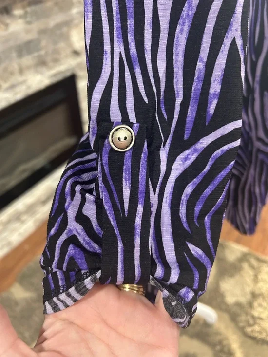 Dear Scarlett Black and Purple Zebra-Print Tunic Top new with tags size large - Picture 4 of 6